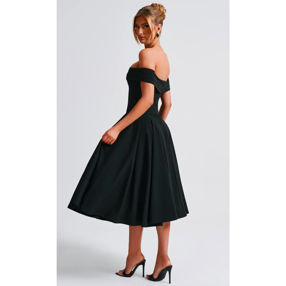 Babyboo Miranda Black Cowl Neck Fit Flare Midi Dress Size S NWT - Picture 3 of 6